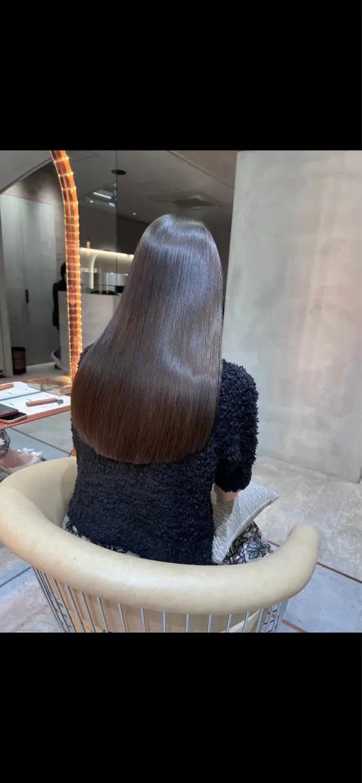 ロング カット 縮毛矯正 トリートメント 縮毛矯正/レイヤー 顔周/艶カラ-/笑璃のヘアスタイル