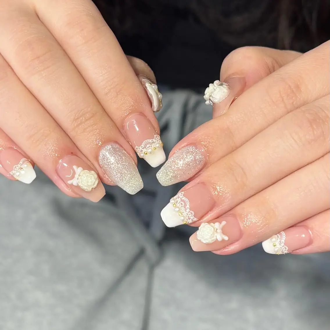 ネイル フレンチネイル レース 持ち込み モデル様募集中♡ Kokomi🍮のネイルデザイン