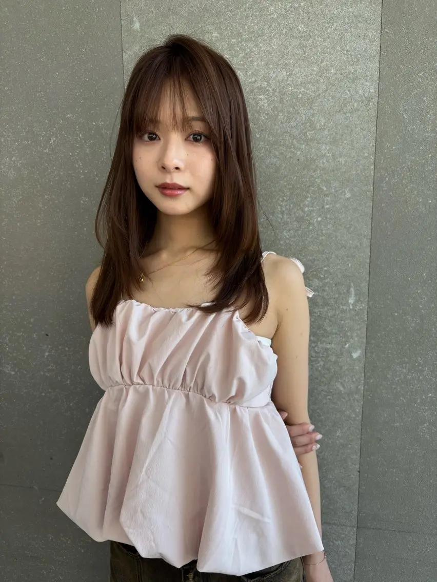 ミディアム カラー ベージュカラー レイヤーカット 縮毛矯正 【博多髪質改善】 吉村　清志のヘアスタイル