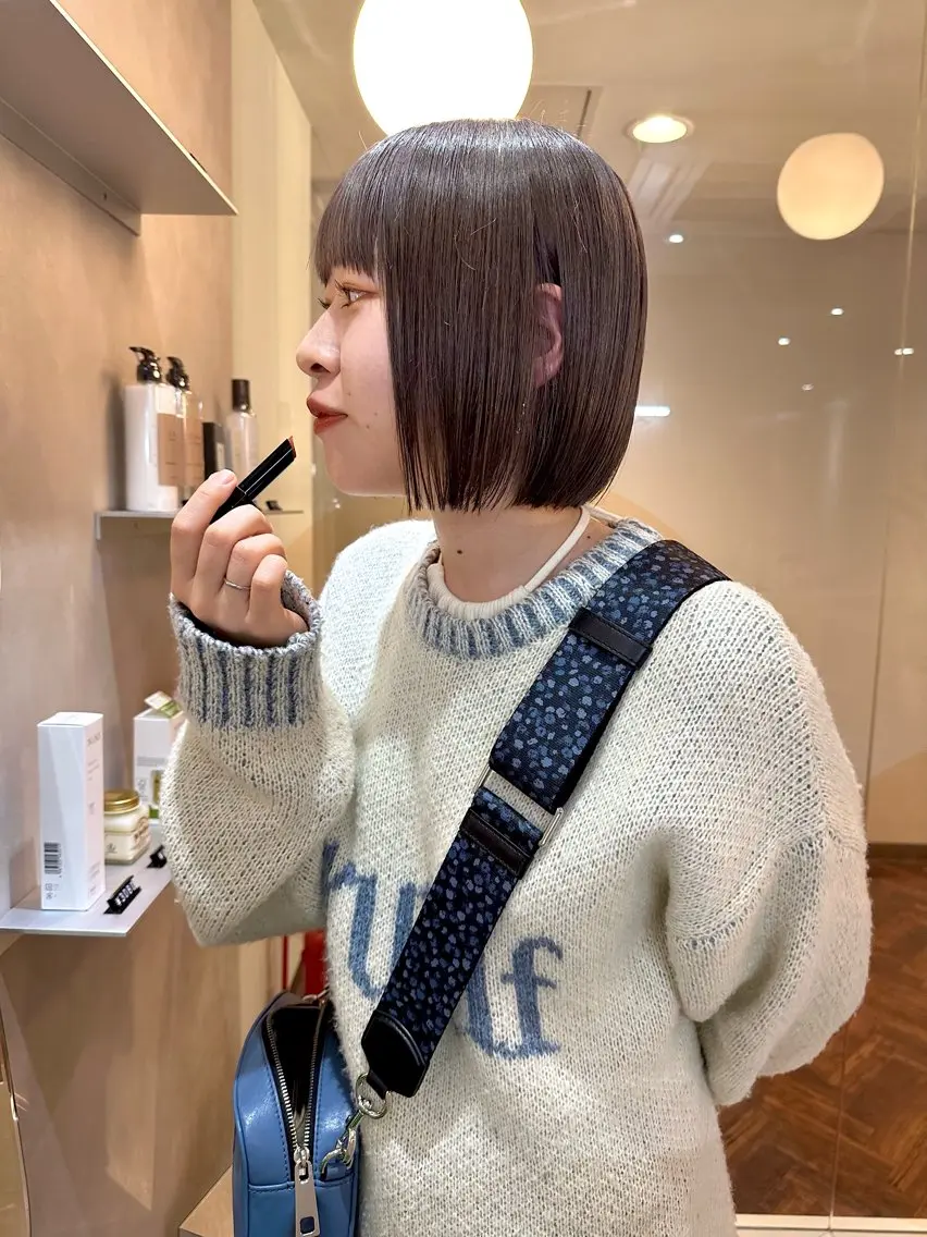 🤍似合わせメニュー🤍似合わせ ボブカット+髪質改善ケアカラー+超音波クイックtr グレージュ/ベージュ/オリーブの写真