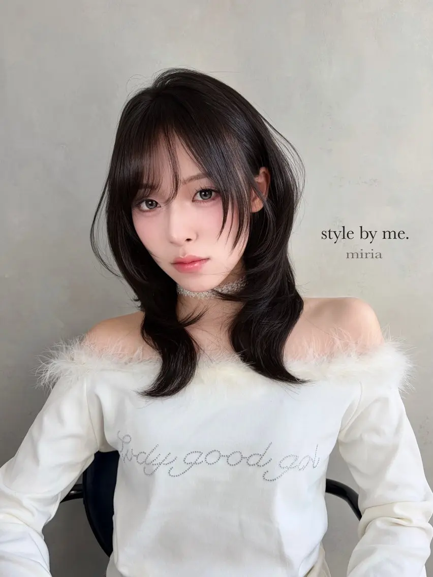 ミディアム ミディアムレイヤー ハッシュカット 韓国風ヘア レイヤーカット カット ヘアカラー トリートメント 韓・中華美女ヘア 🇰🇷×🇨🇳のヘアスタイル