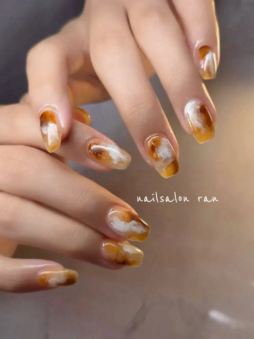 ネイル べっ甲ネイル ハンドネイル ハンドケア nailsalon ranのネイルデザイン