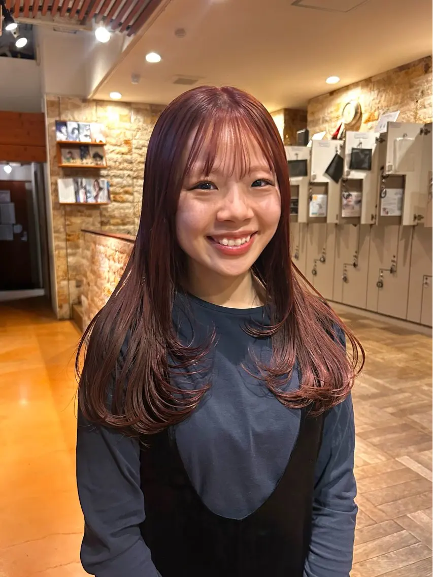 カラー レッドカラー レイヤー/ストレート /インナー/はるあのヘアスタイル