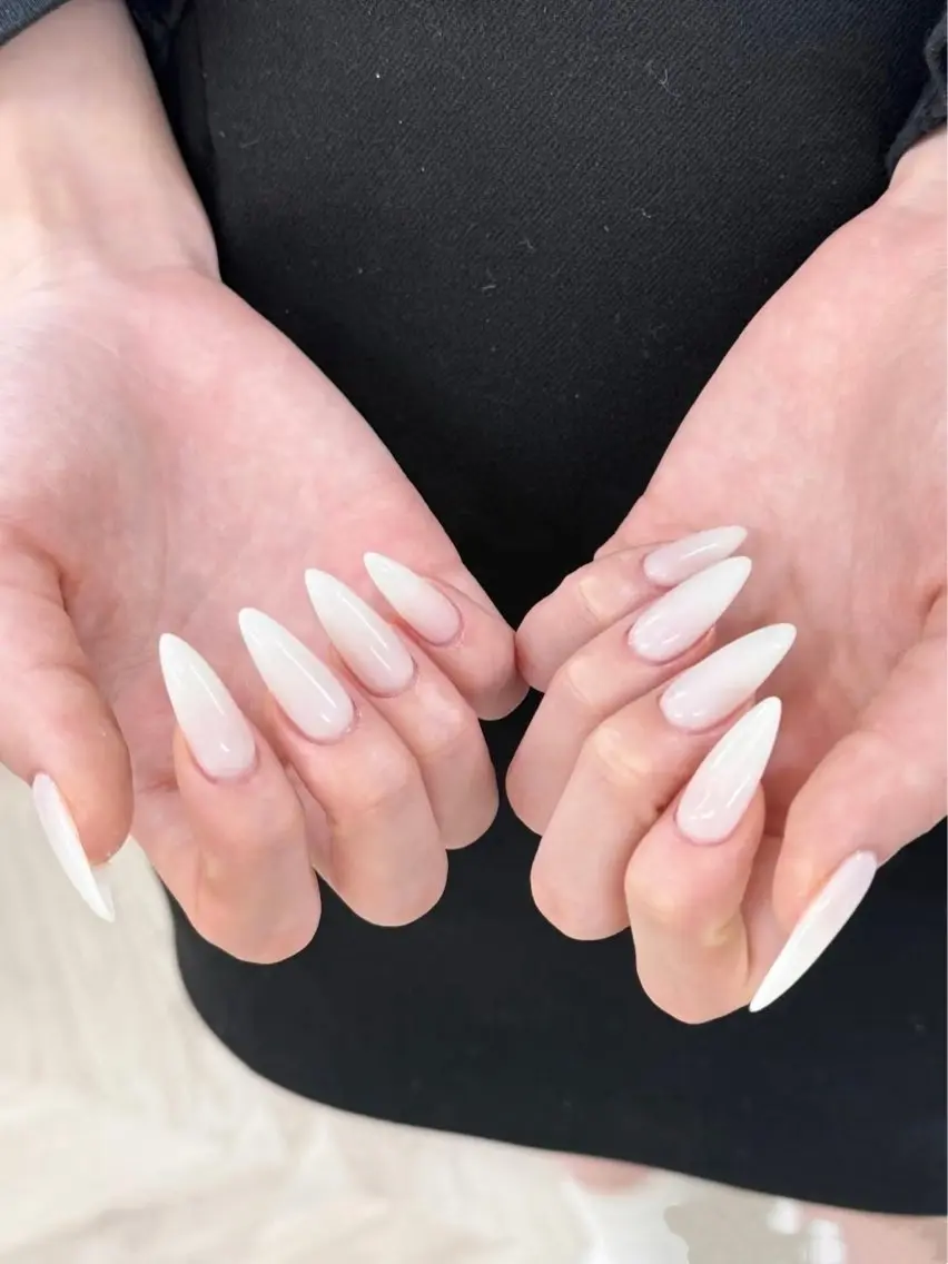 ネイル フラワーネイル フレンチネイル ジェルネイル ガラスフレンチ ハート ハンドネイル BabyYouMi nailのネイルデザイン