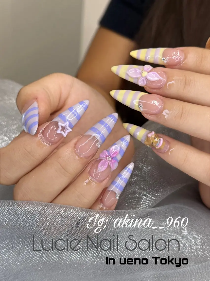 ネイル フットネイル 氷ネイル・うるうるネイル マットネイル ニュアンスネイル リボン ハンドネイル Akina Nailのネイルデザイン