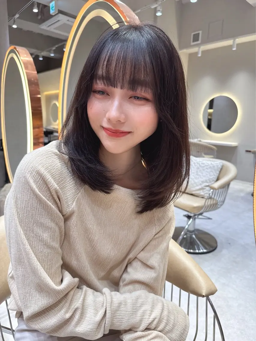 ミディアム カラー ❤️縮毛矯正❤️ 髪質改善❤️平野実花のヘアスタイル