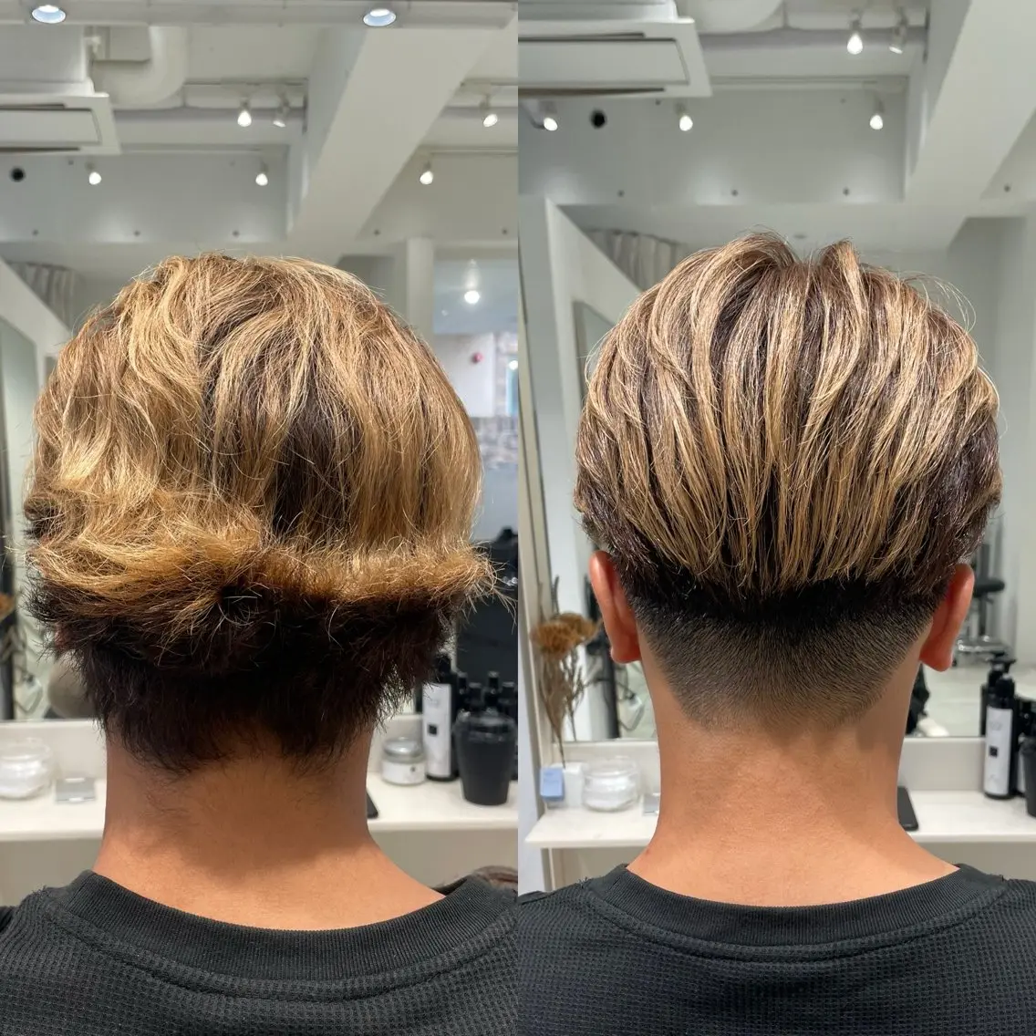 ショート カラー メンズ ブリ—チ🌈カラ— 🌀パ—マ🌿ちえのヘアスタイル