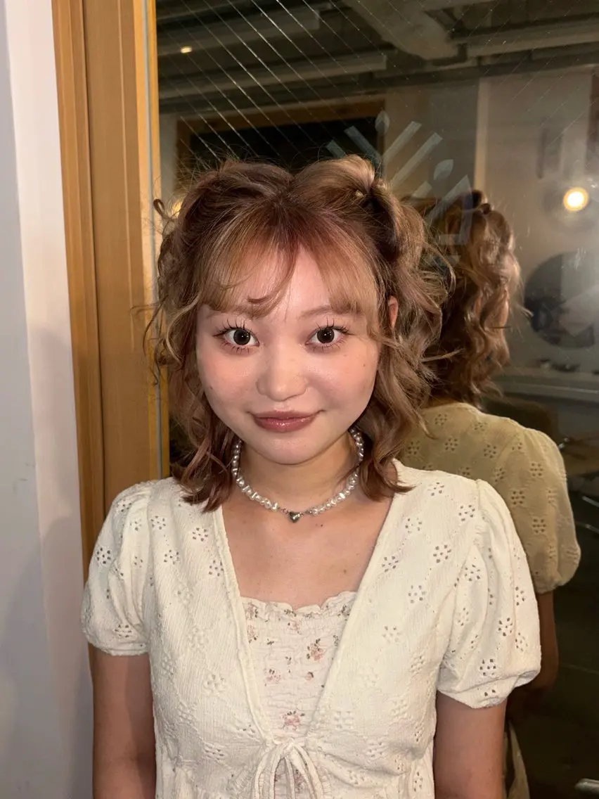 ミディアム カラー パーマ ヘアアレンジ ヘアカラー yelm府中 ユリのヘアスタイル