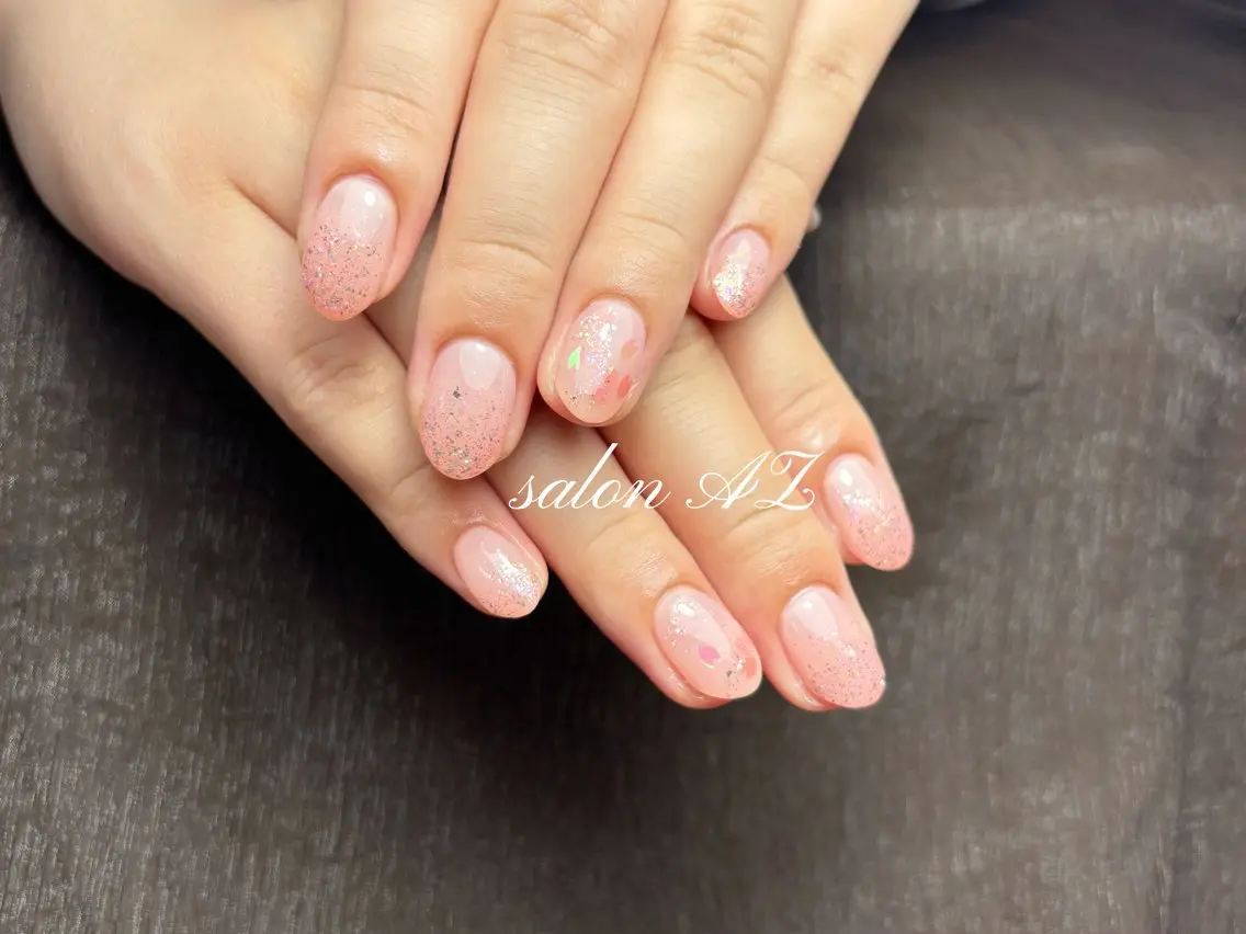 ネイル 桜ネイル 長さ出し フットネイル フレンチネイル ジェルネイル ハンドネイル salon AZのネイルデザイン