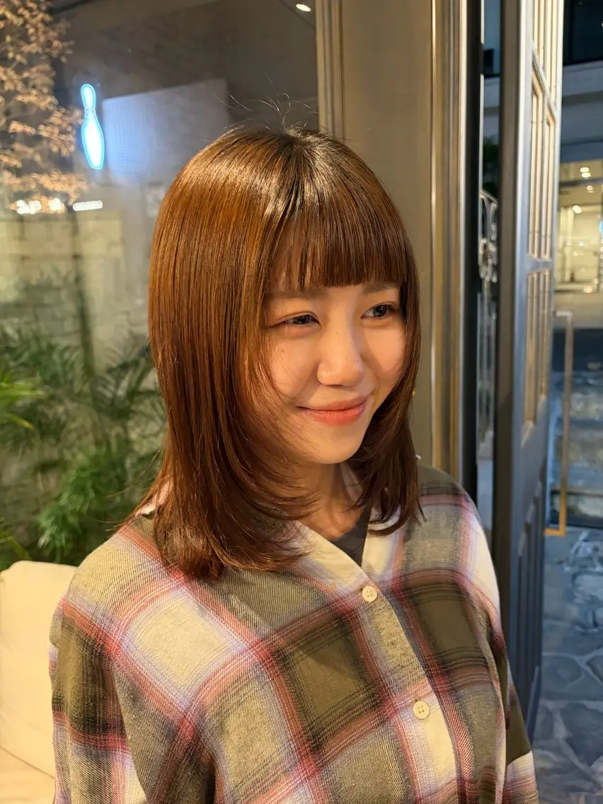 ミディアム 顔周りカット レイヤーカット 杉崎 朝佳のヘアスタイル