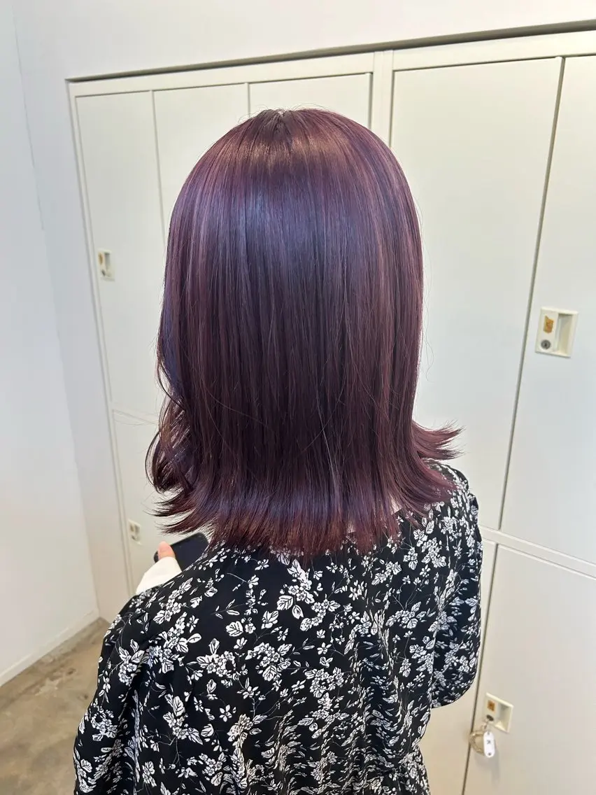 ミディアム カラー ラベンダーカラー ラベンダーピンク ピンクカラー 田中 梨緒のヘアスタイル
