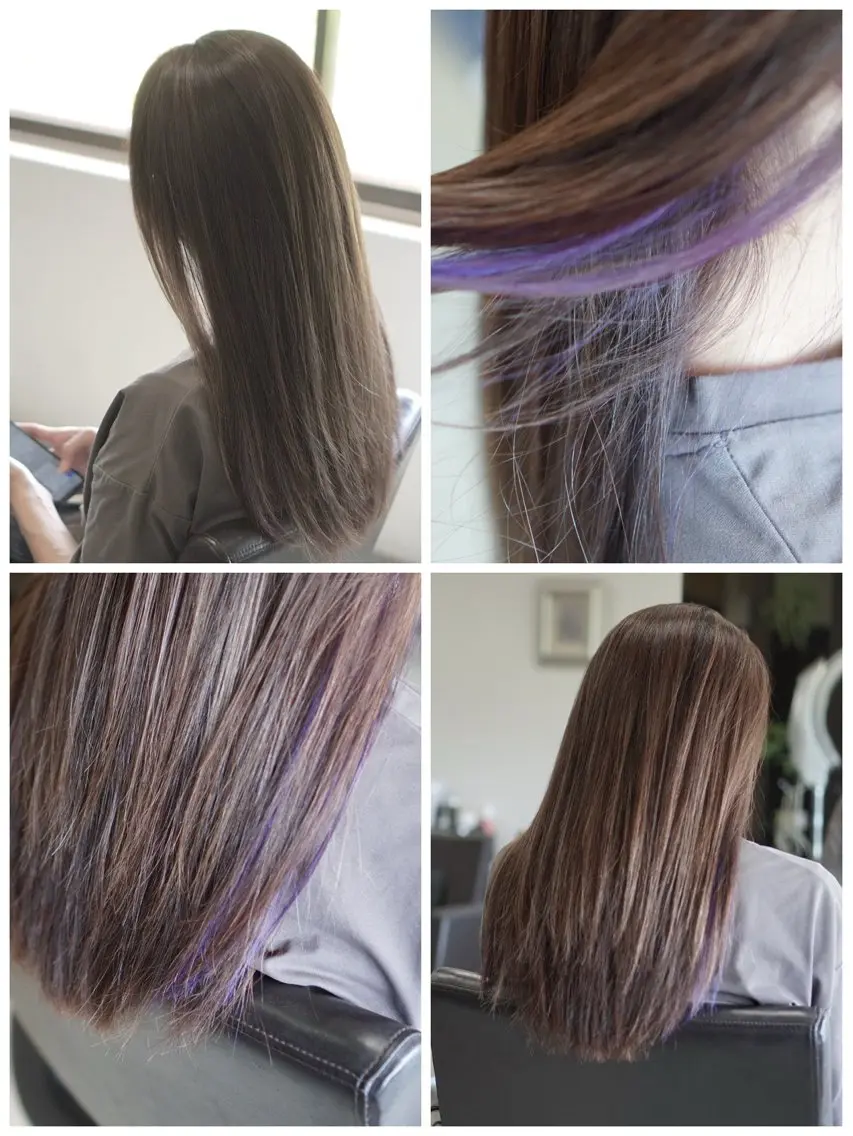ロング カラー アッシュ ブルーカラー インナーカラー ラベンダーカラー ラベンダーアッシュ 中島 剛のヘアスタイル