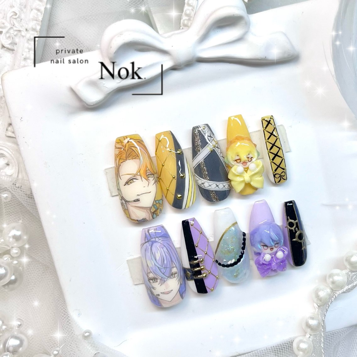ネイル リボン ハンドネイル 池袋痛ネイル Nok. 渡辺のネイルデザイン