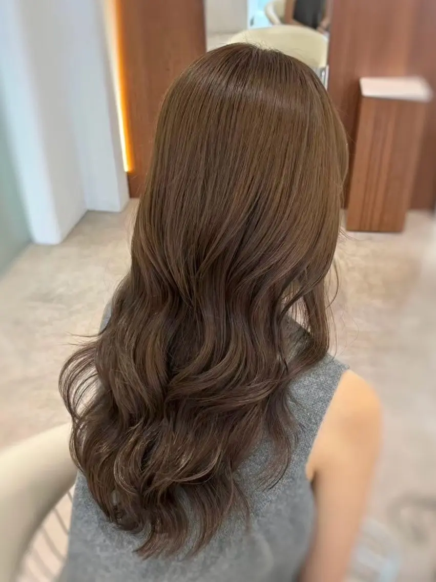 セミロング カラー ベージュカラー ヘーゼル トリートメント ヘアカラー トリートメント レイヤー/ハッシュ 渋谷/サッタのヘアスタイル