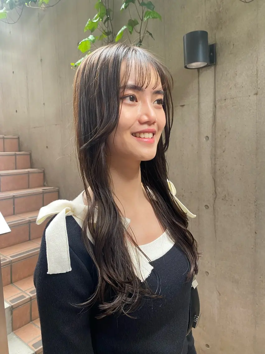 ロング ヘアカラー トリートメント 大人可愛い♡コテ巻き パーマ🌼杉田 萌恵のヘアスタイル