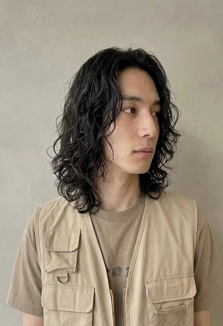 セミロング パーマ メンズ カット パーマ ✨銀座デザインカット 大野✨のヘアスタイル