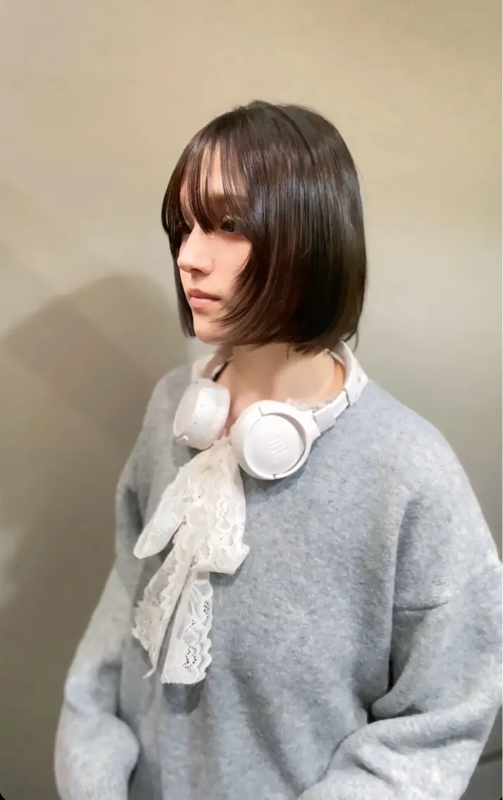 ミディアム ボブレイヤー ボブ 韓国風ヘア レイヤーカット カット ヘアカラー トリートメント 原田 直哉のヘアスタイル