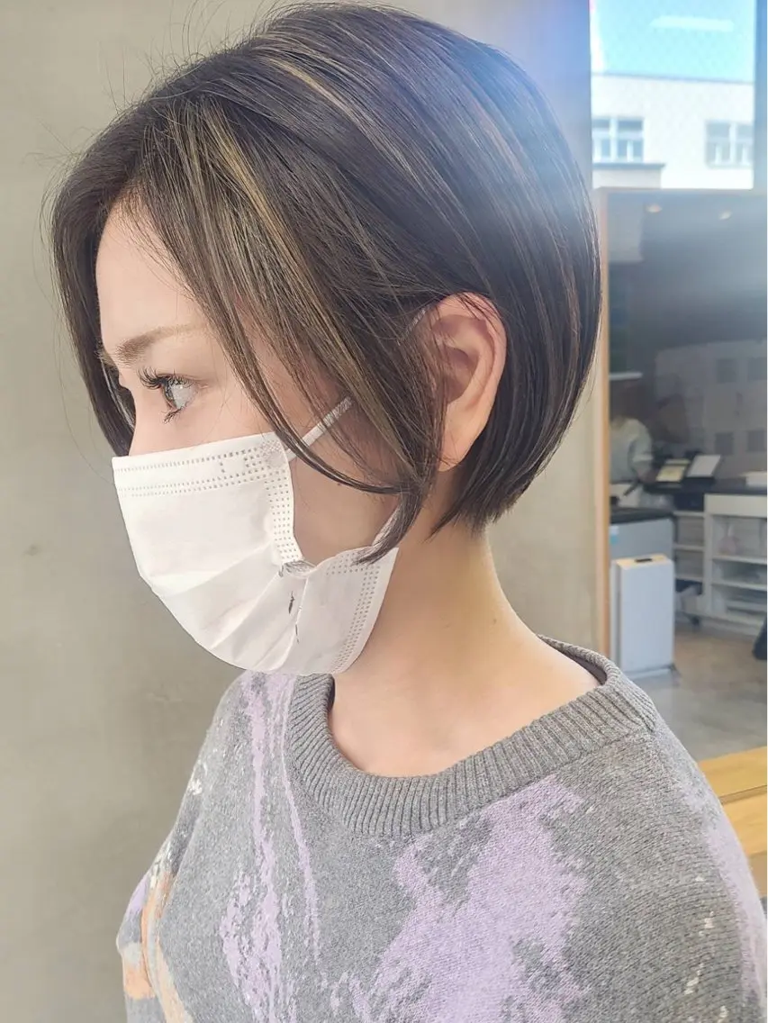 ミディアム カラー パーマ ヘアアレンジ ショートボブ 丸みショート ボブ くびれヘア ショートヘア原宿 fifth コシのヘアスタイル