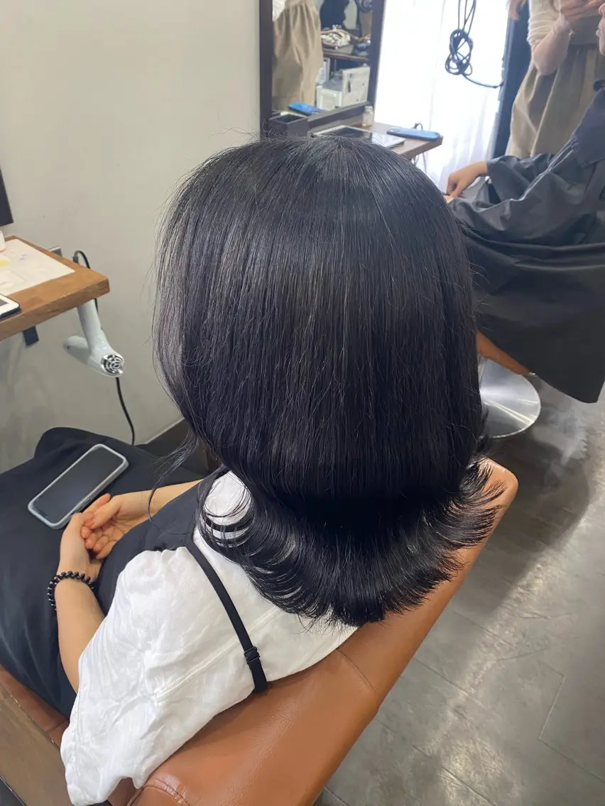 セミロング カラー ヘアアレンジ 透明感カラー ラベンダーカラー 🍒ᩚ名駅/艶髪 縮毛矯正/あゆ🍒ᩚのヘアスタイル