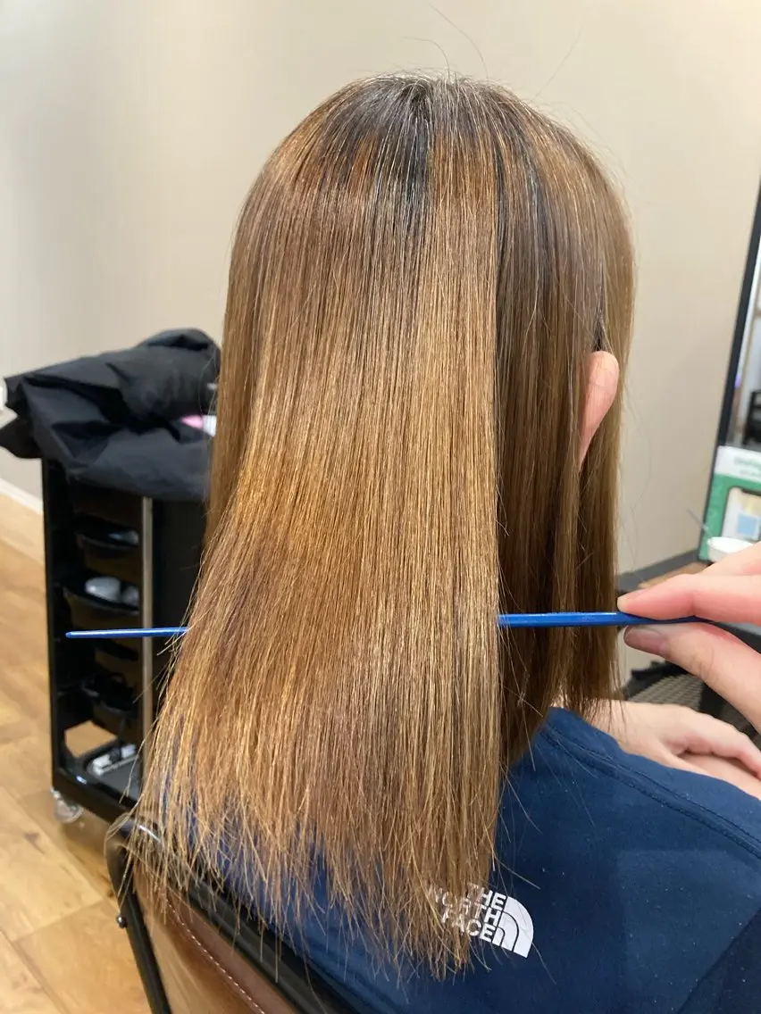 ミディアム くせ毛 縮毛矯正 縮毛矯正 カラーモデル/ つくば市みどりののヘアスタイル