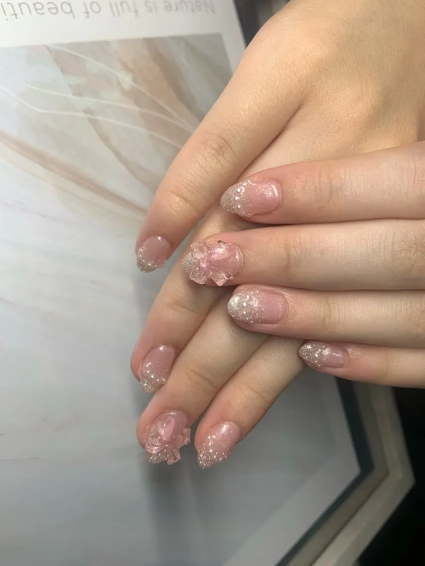 ネイル フレンチネイル ジェルネイル 韓国ネイル マグネットネイル マグネットフレンチ akina nailsのネイルデザイン