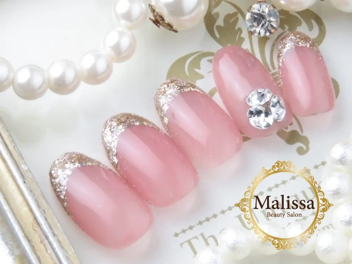 ネイル フレンチネイル ガラスフレンチ Malissa　 スカルプ&深爪歓迎◎のネイルデザイン