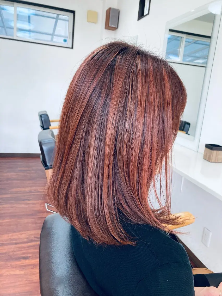 ミディアム ハイライト 森 はるみのヘアスタイル