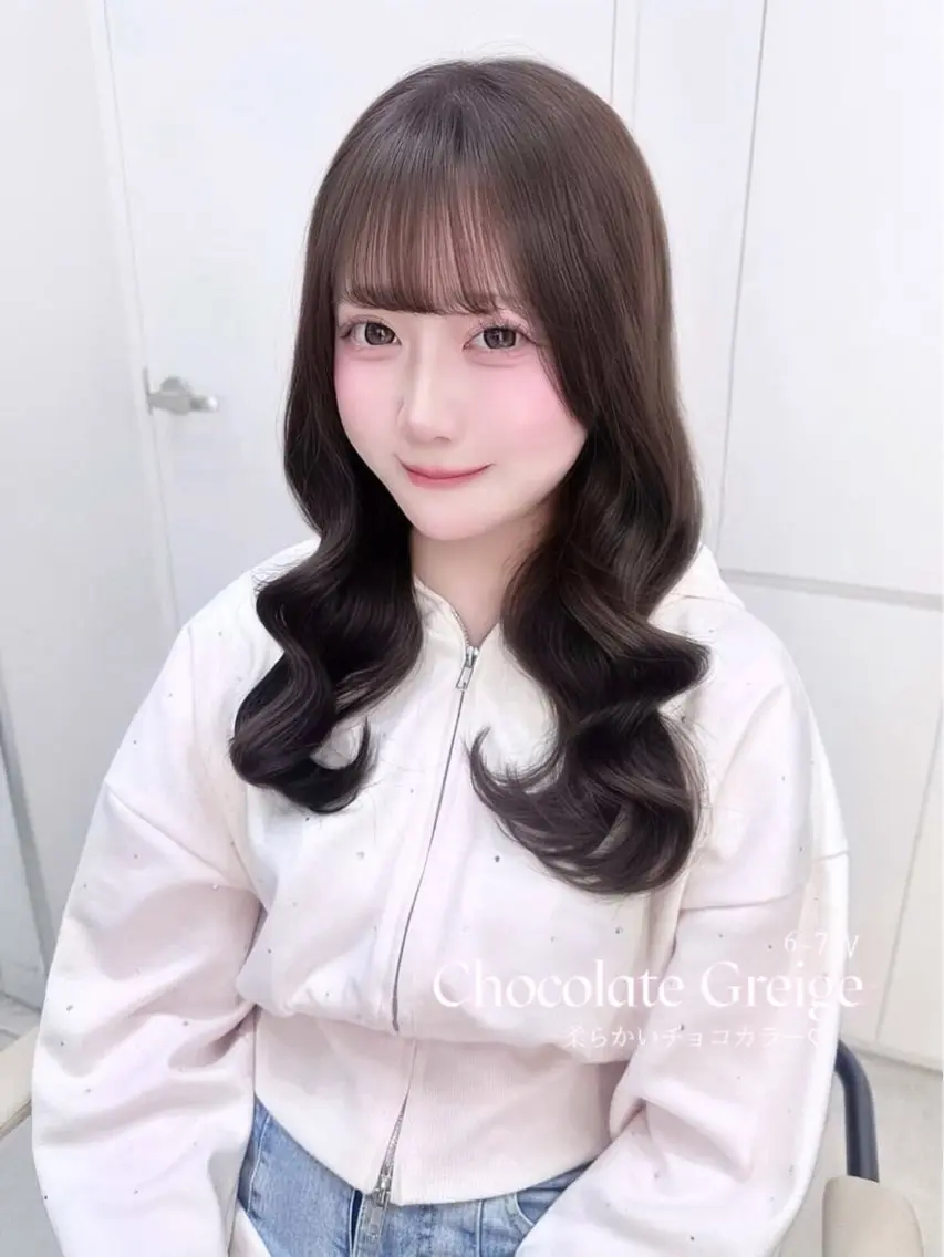 セミロング ヘアカラー Rea♡池袋/ピンク /チョコレートカラーのヘアスタイル