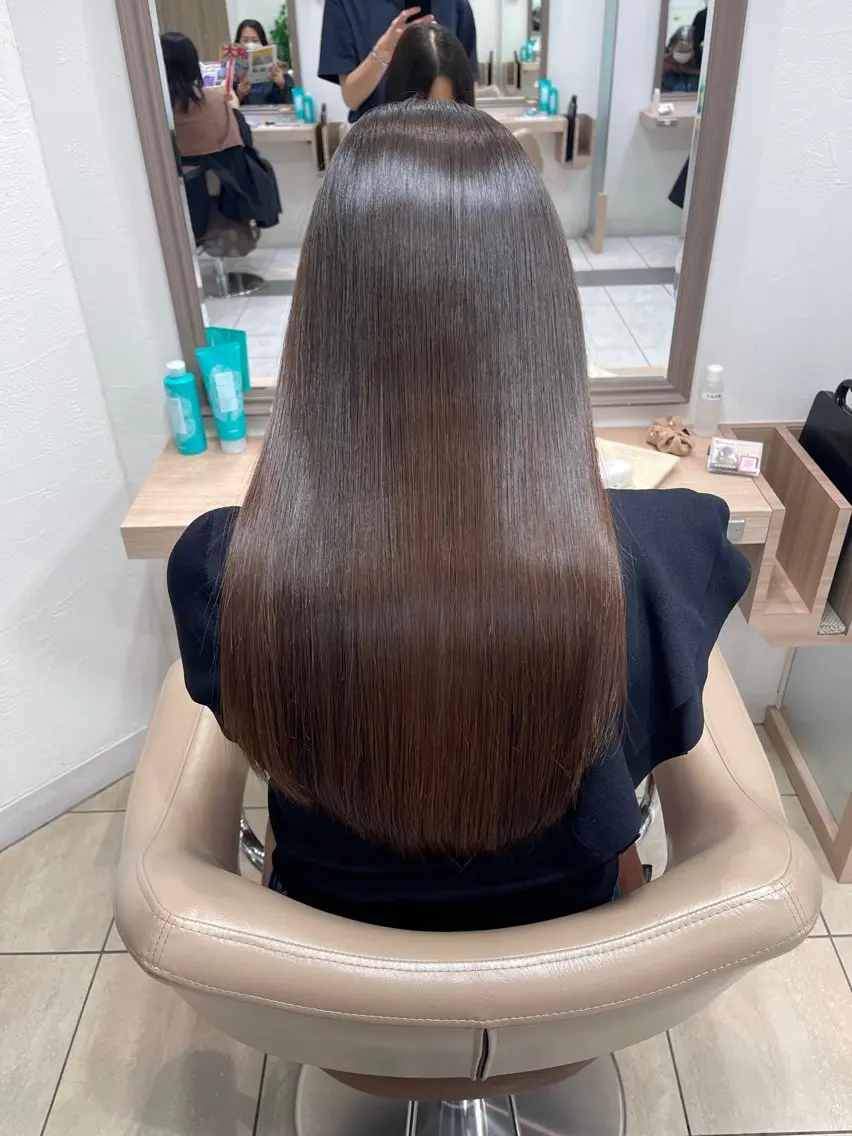 ロング 縮毛矯正 池田勇一のヘアスタイル