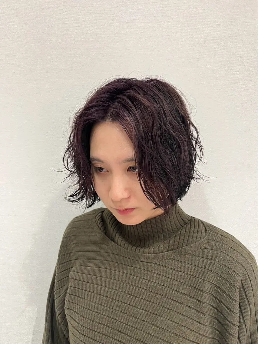ショート カラー メンズハイライト × perm Runoのヘアスタイル