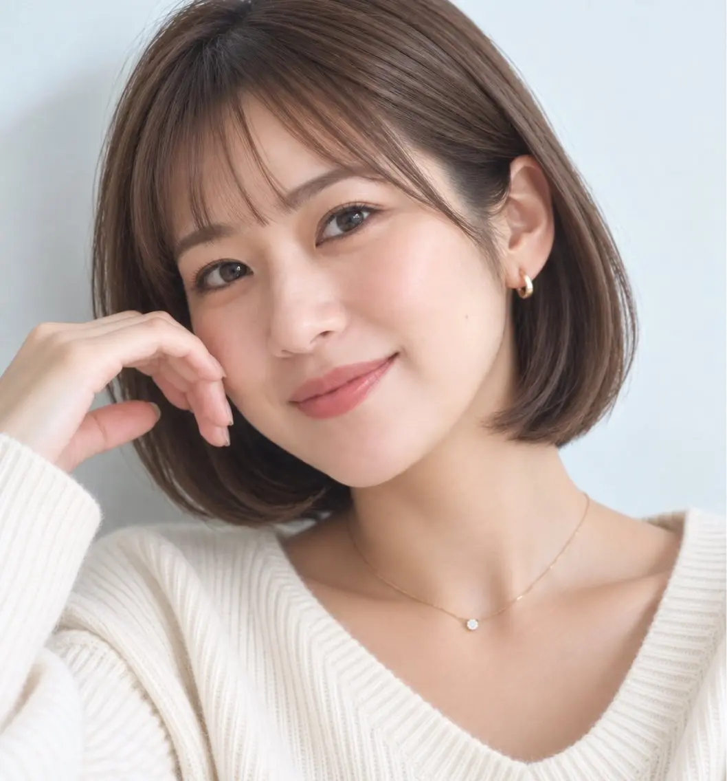 新卒者のレッスンモデル内巻きボブにカットさせていただける方でご来店されても癖毛の方はお断りします【軽い癖は可能】の写真