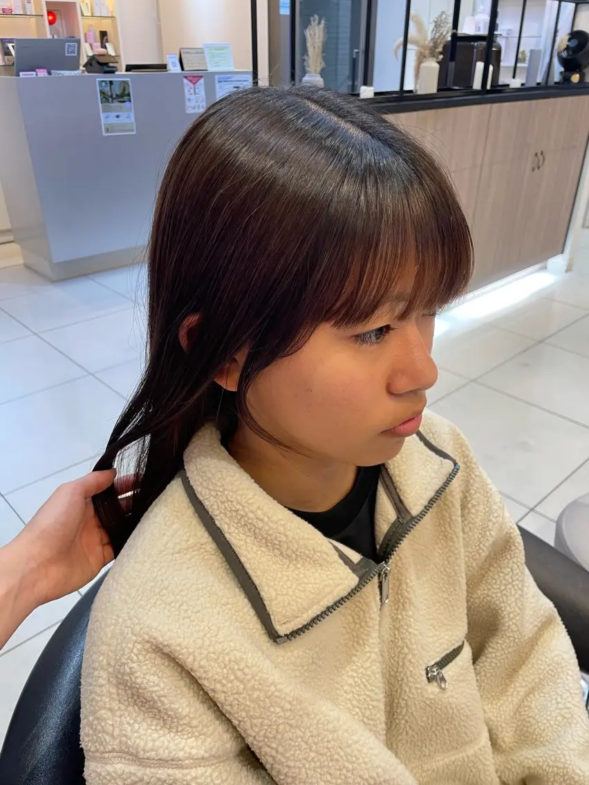 セミロング カット mao♡ベージュ/ 顔周りカットのヘアスタイル