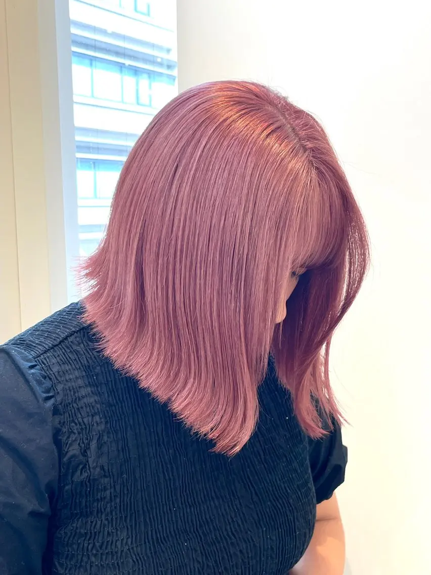 ミディアム カラー ベージュカラー ダブルカラー ピンクカラー ピンクベージュ ヘアカラー レイヤー⭐️カラー ⭐️平川雅史のヘアスタイル