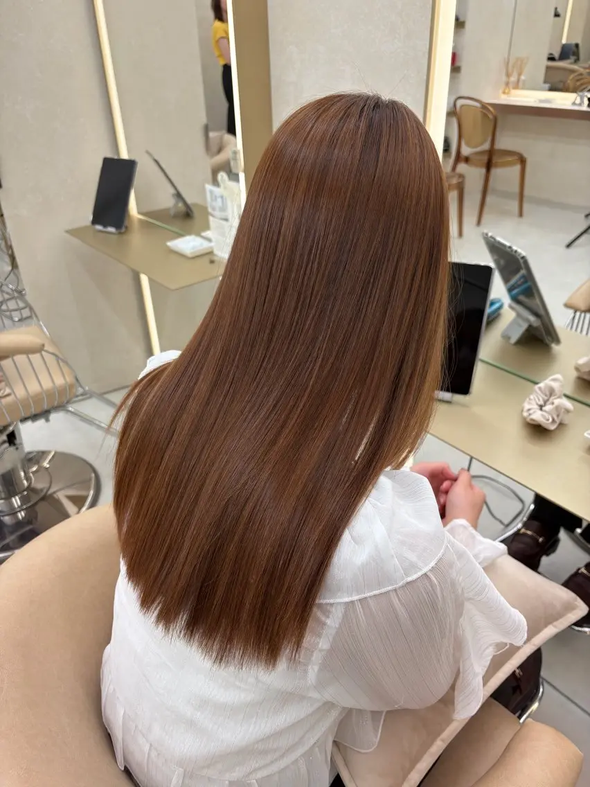 ロング 縮毛矯正 トリートメント りなは／sand ／池袋美容師のヘアスタイル