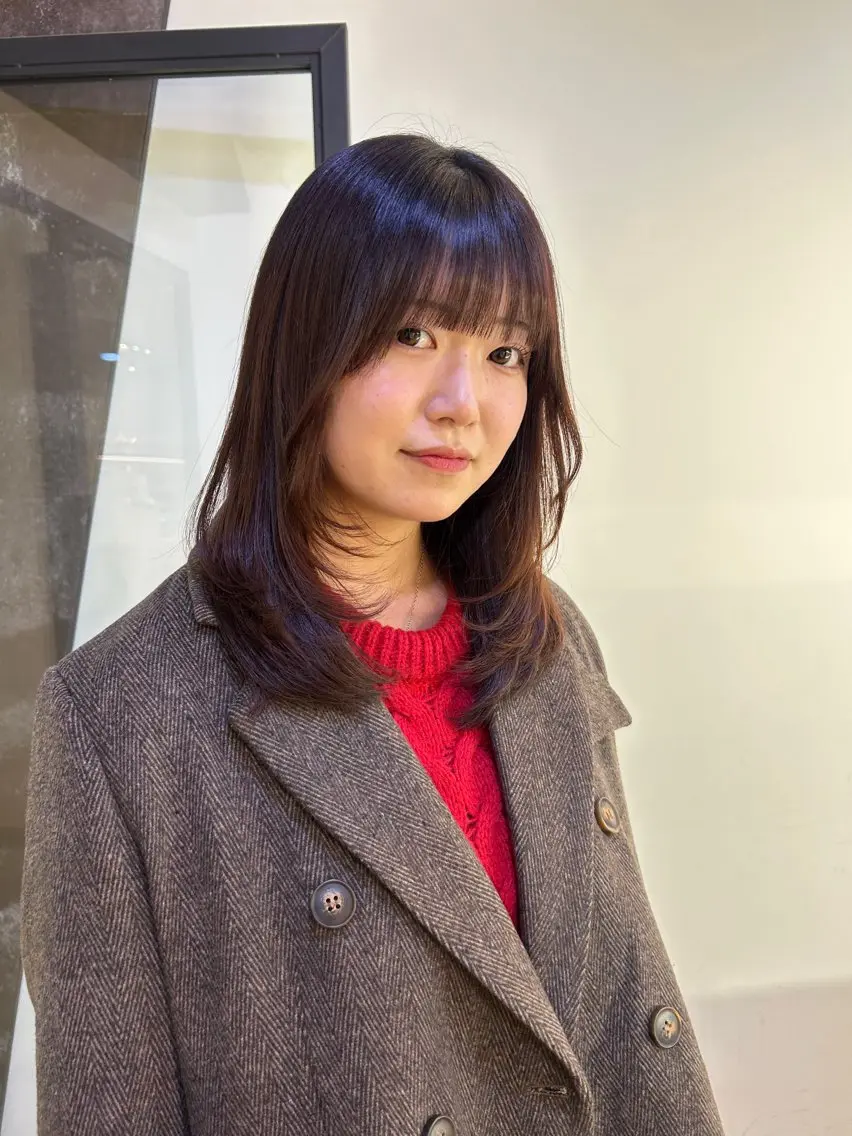 セミロング 顔周りカット レイヤーカット にかいどうさよ /札幌美容師のヘアスタイル