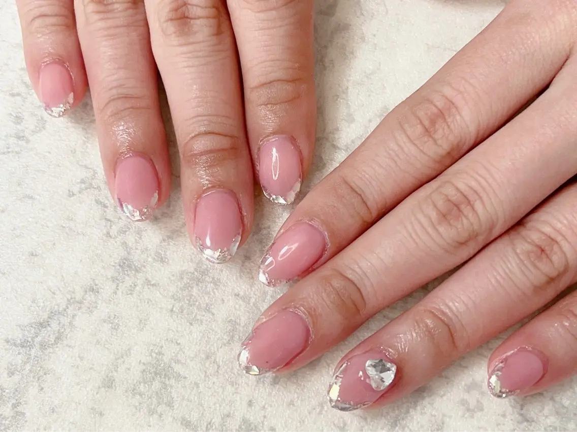 ネイル フレンチネイル ガラスフレンチ ピンク Will nail salonのネイルデザイン