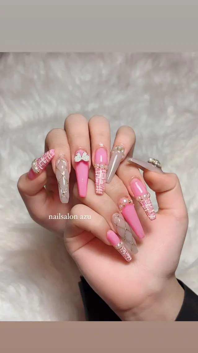 ネイル スカルプネイル ツイードネイル nailsalon azu Hinaのネイルデザイン