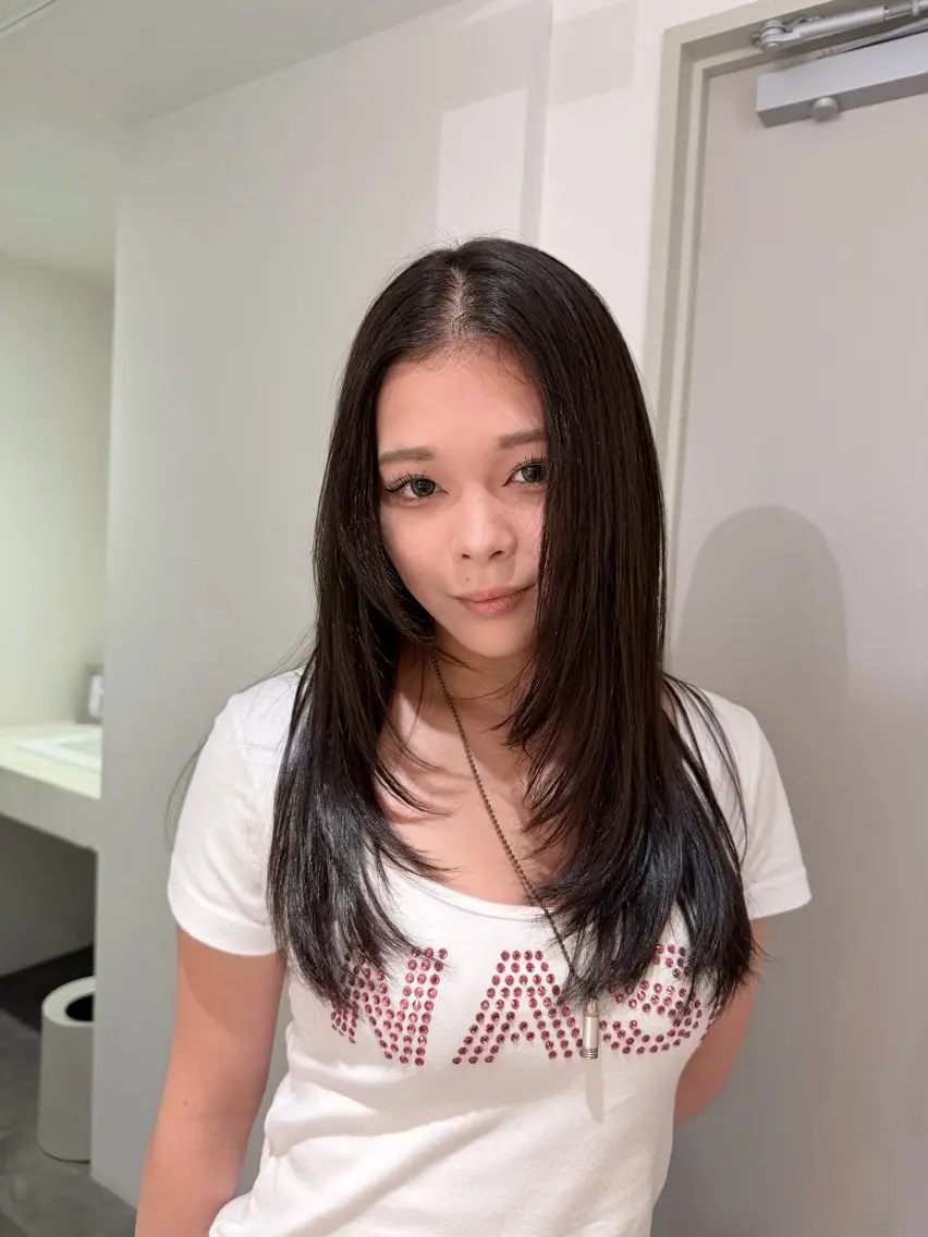 ロング ハッシュカット 酸性ストレート パーマ 縮毛矯正 🐰カットモデル募集 🐰大場杏里🐰のヘアスタイル