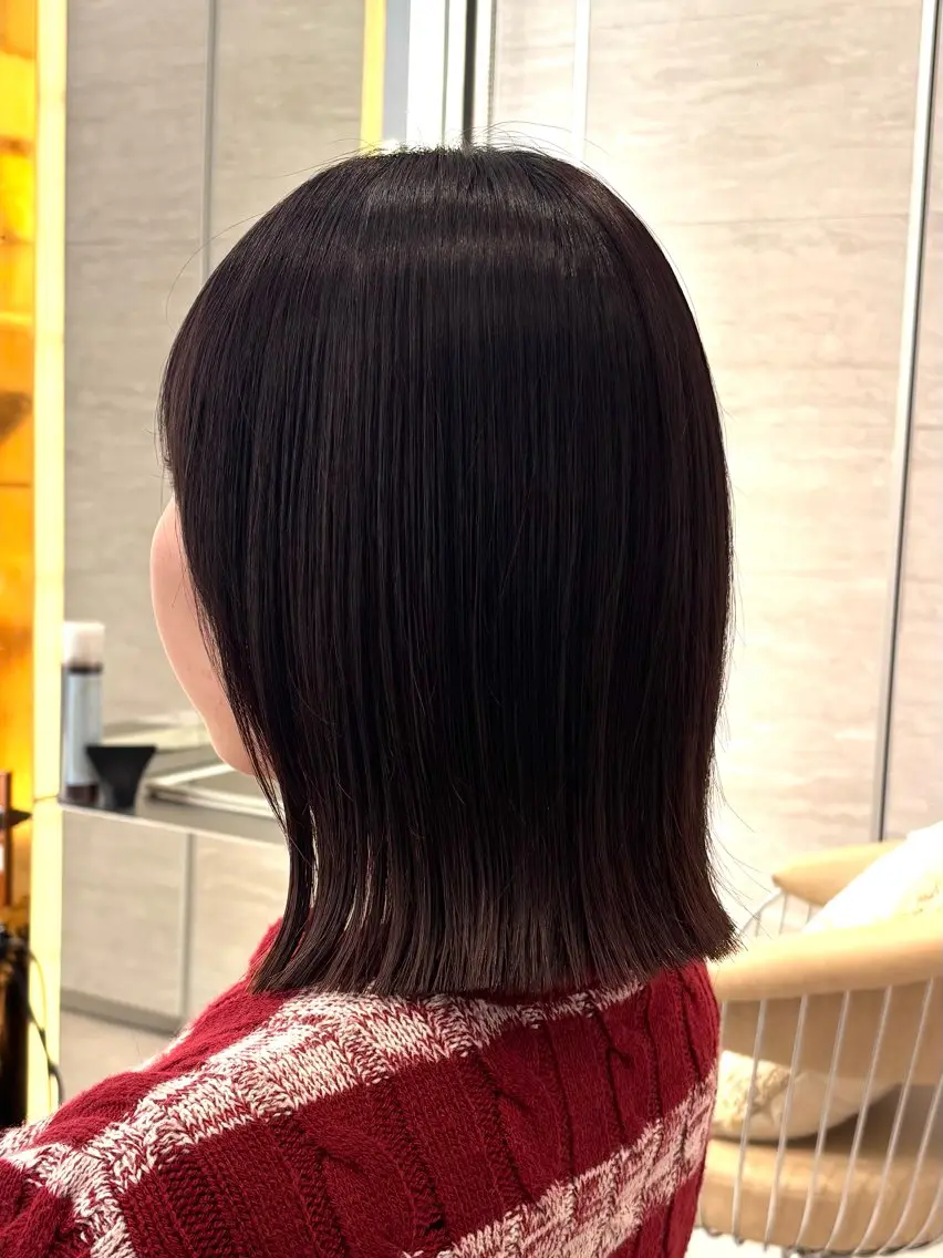 ミディアム カット 縮毛矯正 トリートメント 💖ボブ/縮毛矯正 顔周りレイヤー/ユイのヘアスタイル