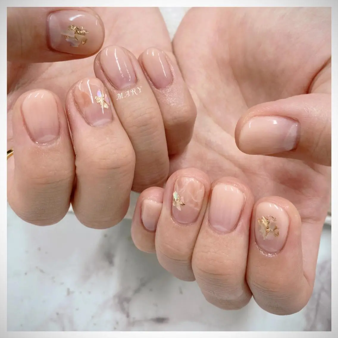 ネイル アートネイル グラデーション 大理石ネイル(マーブル) ニュアンスネイル ハンドネイル Mary nail .narumiのネイルデザイン