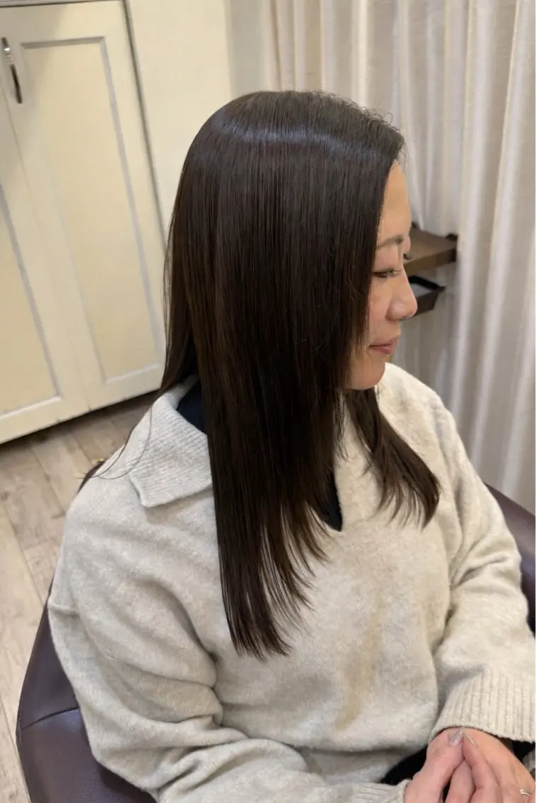 ロング カラー 顔周りカット レイヤーカット ロング 尾形 なつきのマツエク・マツパデザイン