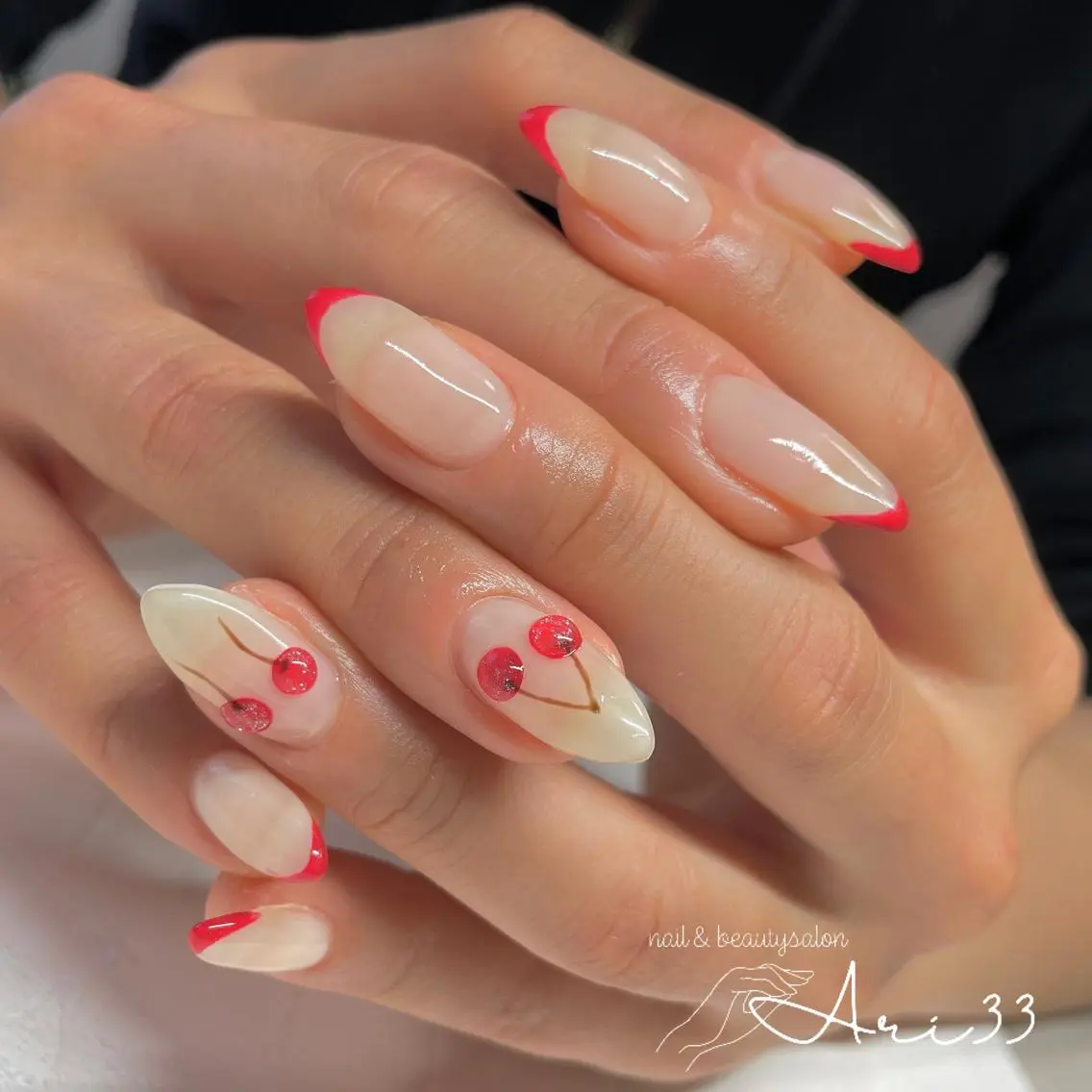 ネイル フレンチネイル 持ち込み ぷっくりネイル ハンドネイル プライベートサロン Ari33nailのネイルデザイン