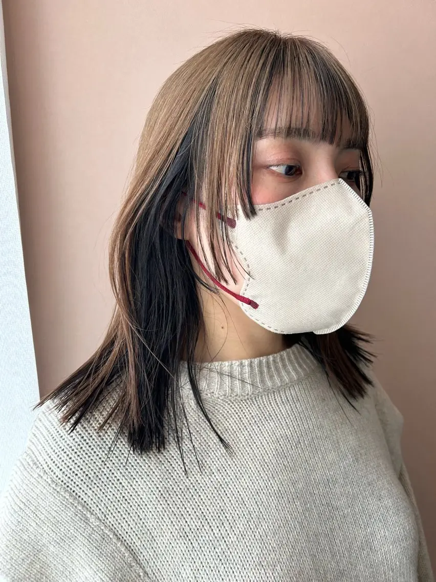 セミロング カラー ブリーチ カット ヘアカラー トリートメント hubhair レイヤー/透明感のヘアスタイル