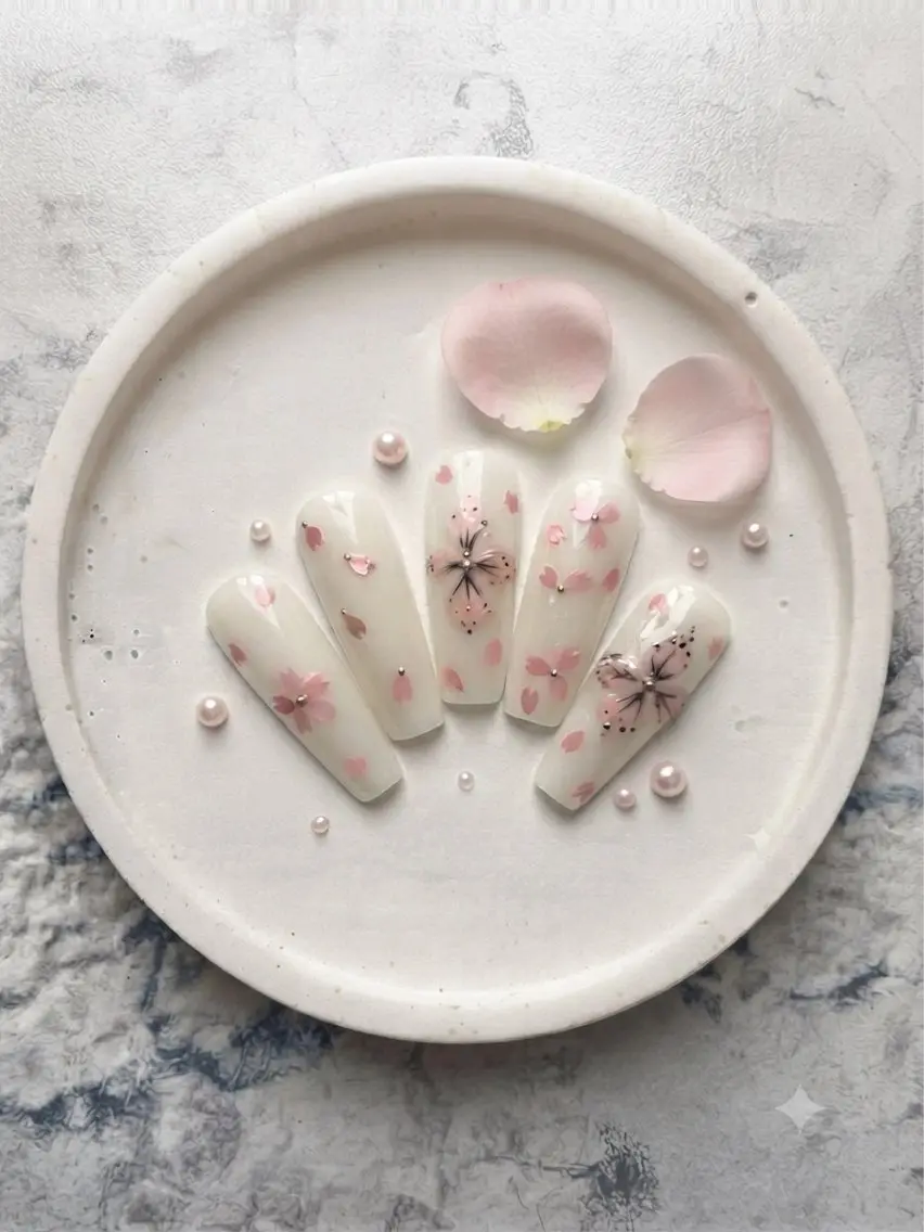 ネイル フラワーネイル ピンク ネイルチップ Michan Nailのネイルデザイン
