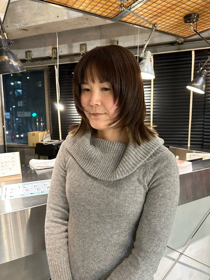 ミディアム カラー ミディアムレイヤー レイヤーカット カット 海外レイヤー /NAGISAのヘアスタイル