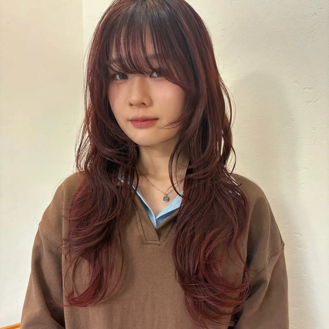 ロング カラー ブラウンカラー レッドカラー レッドブラウン ブリーチ/韓国 ひなたのヘアスタイル