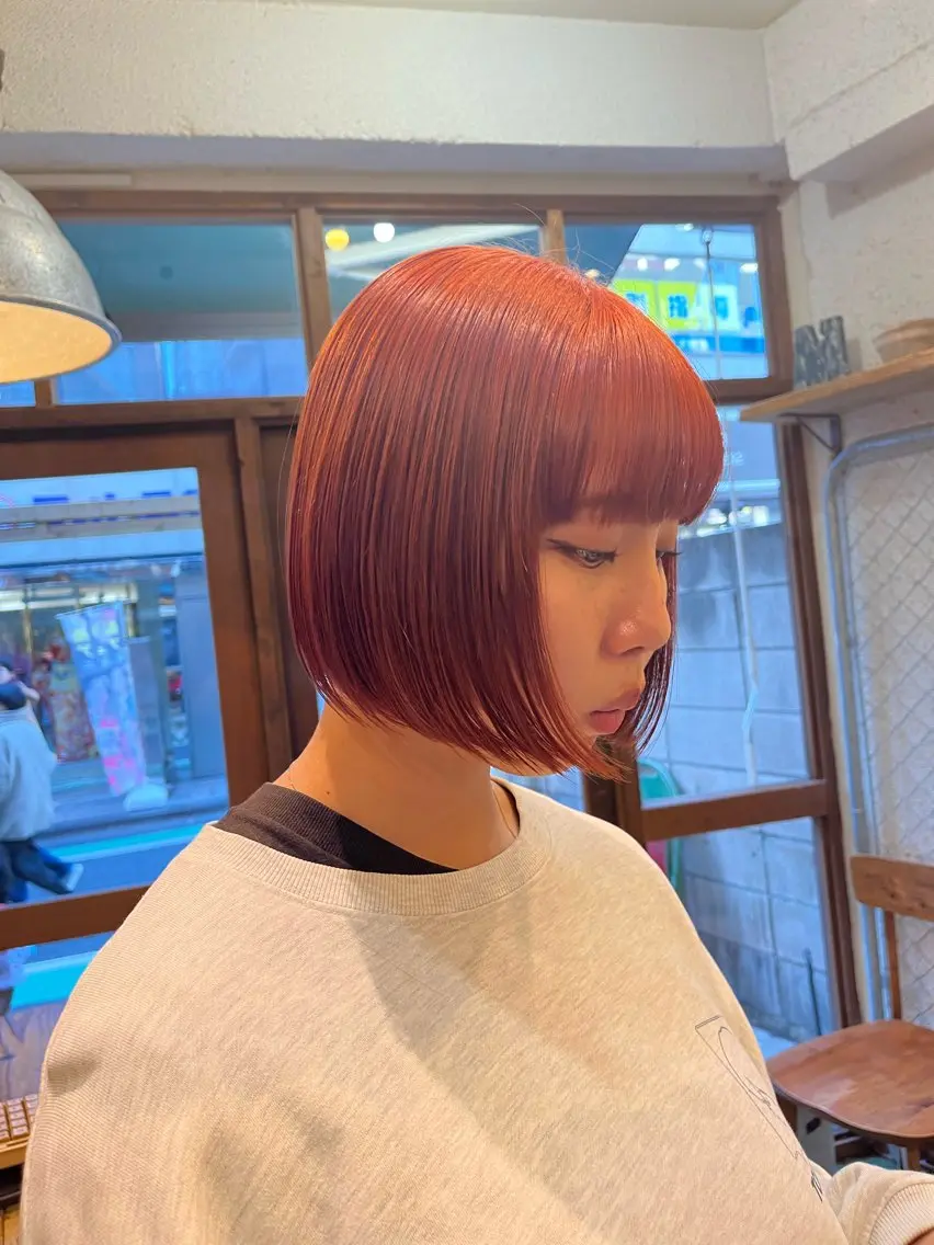 ミディアム カラー カット ヘアカラー トリートメント ボブ/レイヤー/ ハッシュカット/河内のヘアスタイル