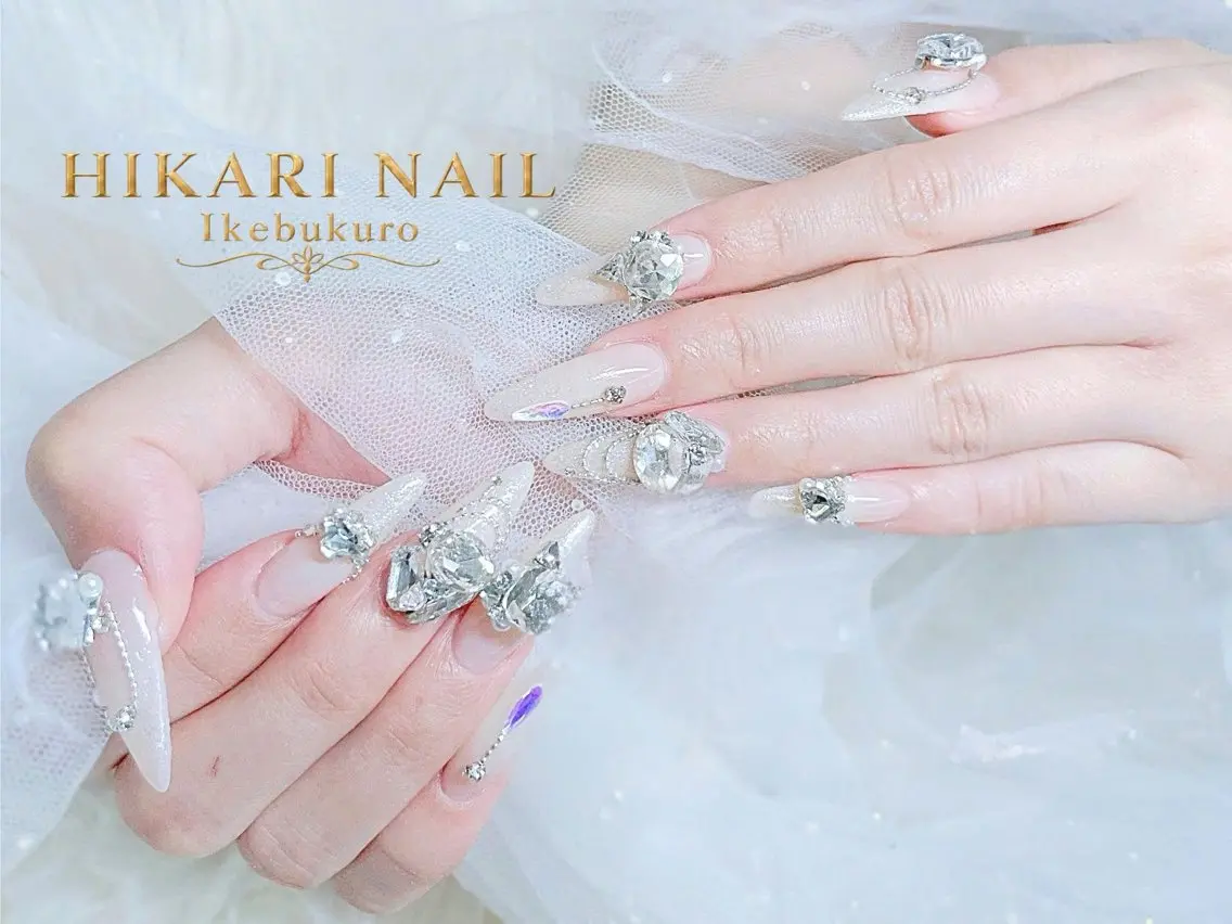 ネイル チークネイル 長さ出し フレンチネイル ガーリー ハロウィン ハンドネイル HikariNail Ikebukuroのネイルデザイン