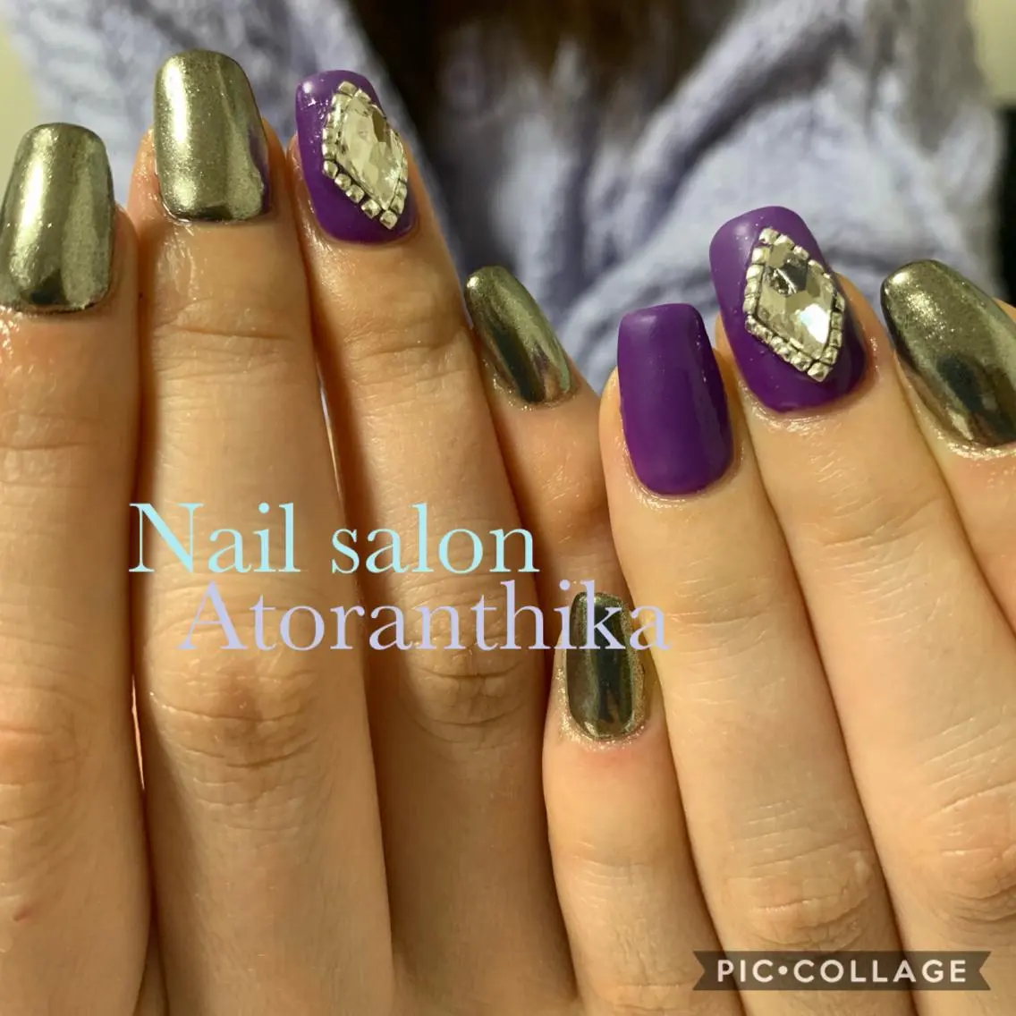 ネイル マットネイル パープル ハンドネイル Nail salon ✩ ｱﾄﾗﾝﾃｨｶのネイルデザイン