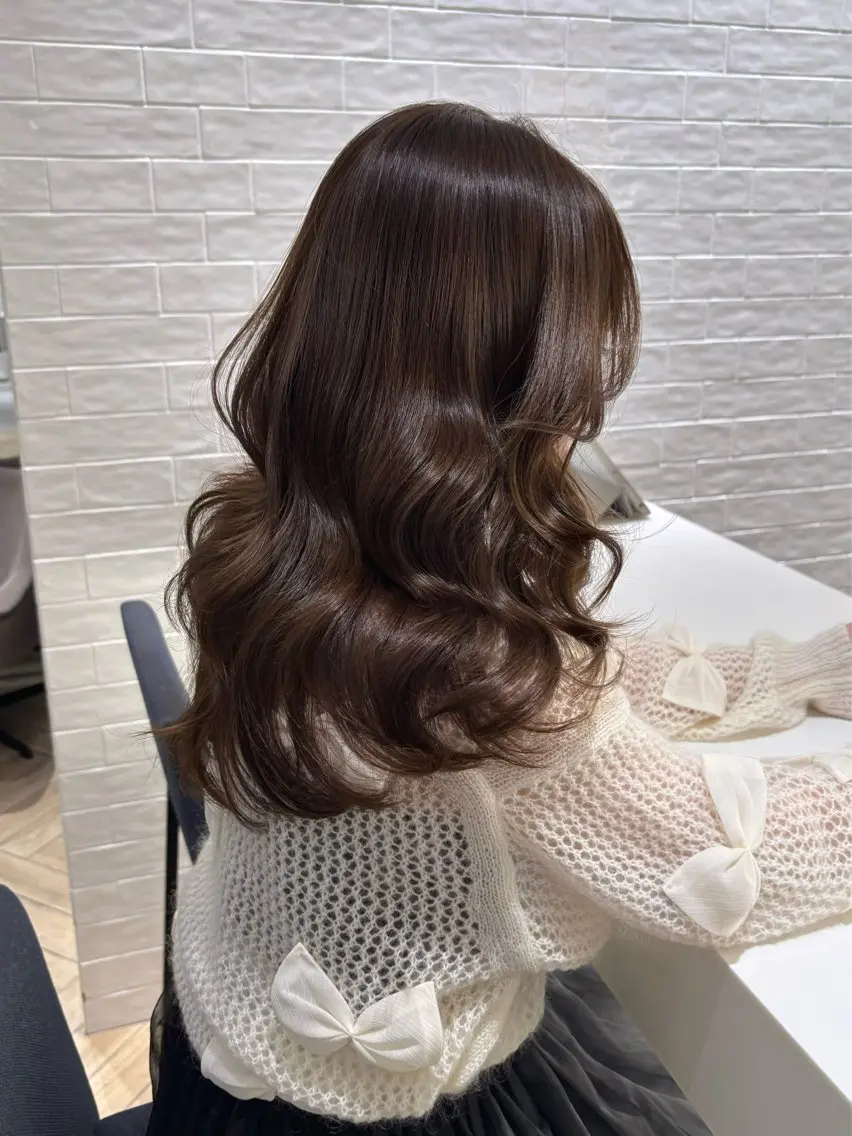 セミロング カラー ヘアアレンジ ベージュカラー ブリーチ ブラウンカラー グレージュ ブリーチなしカラー カット ヘアカラー トリートメント 銀座/韓国レイヤー/ 艶カラー🍓原田侑依のヘアスタイル